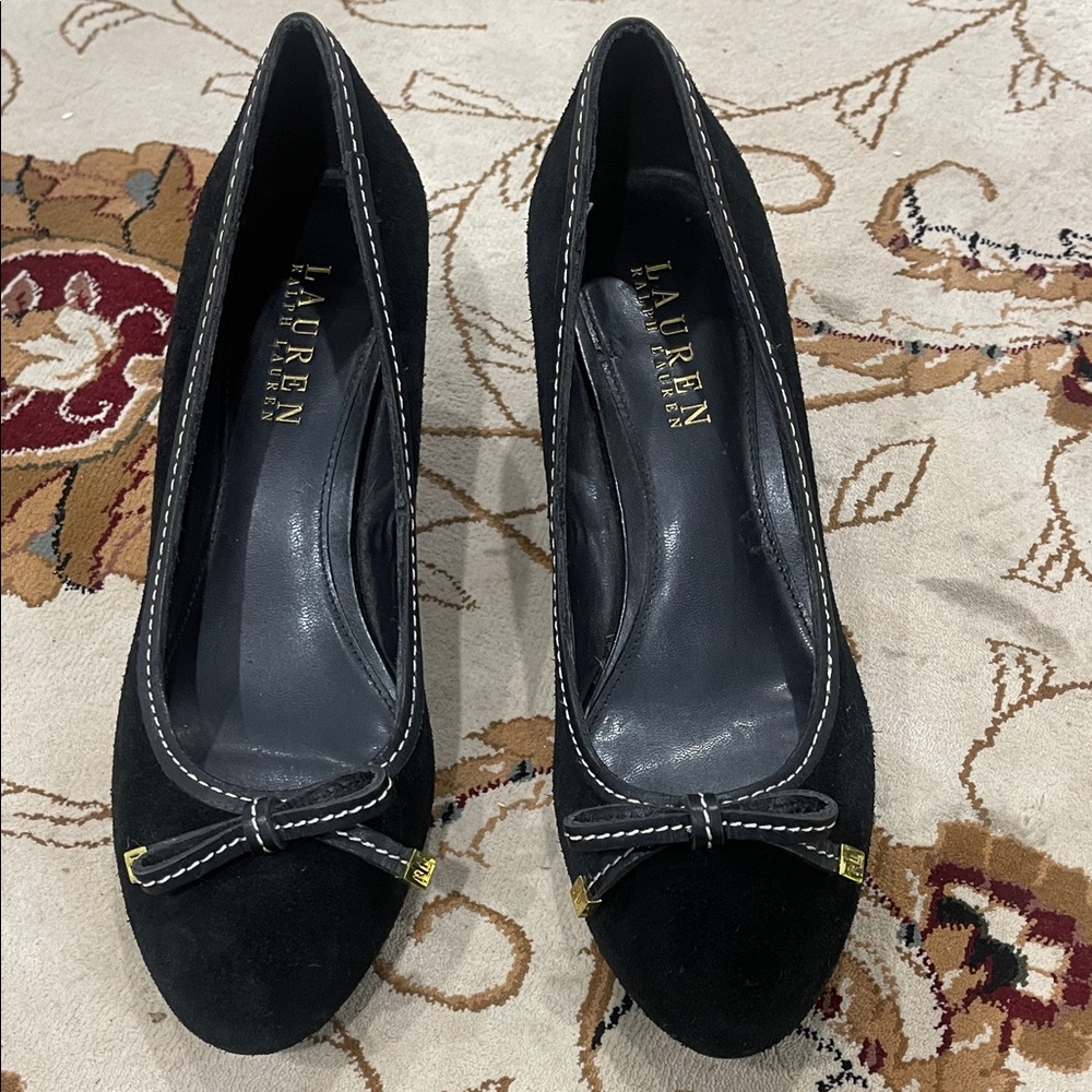 Lauren Ralph Lauren Black Heels with Bow Accent